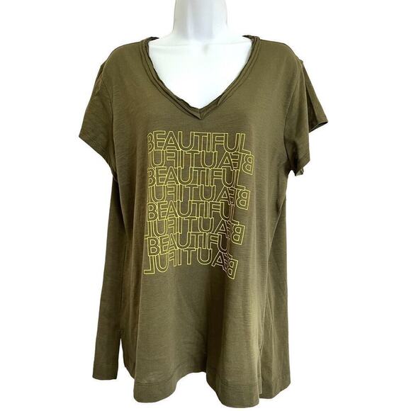 Dept 222‎ Top Women’s Size XL Top Tee V Neck Short Sleeves Side Slits - Picture 11 of 11